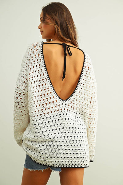 LONG SLEEVE TUNIC WITH CROCHET KNIT