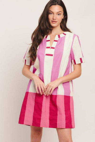 A printed woven mini dress - ID23318: Ivory pink multi / Contemporary / L