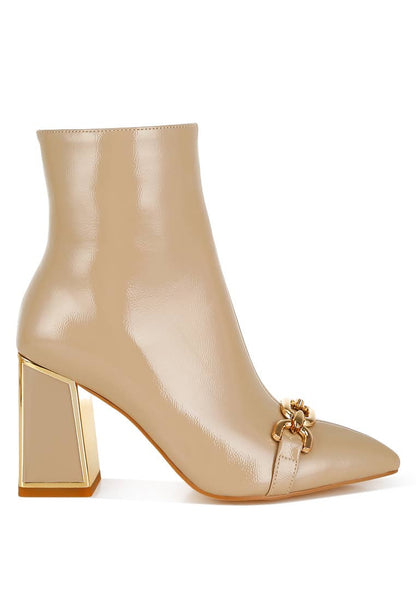 Pollux Metallic Chain Detail Boots: Beige