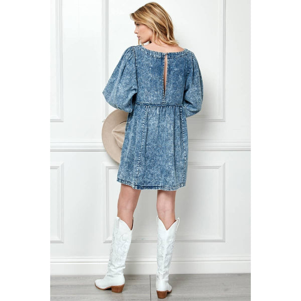 Oversize Pocket Icewash Denim Dress