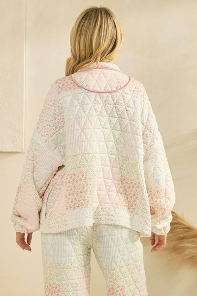 Floral textured quarter zip: Pastel combo
