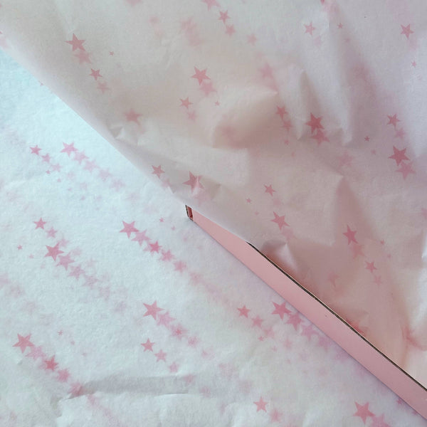 28" x 20" Pink Shooting Stars Wrapping Tissue Paper Sheets