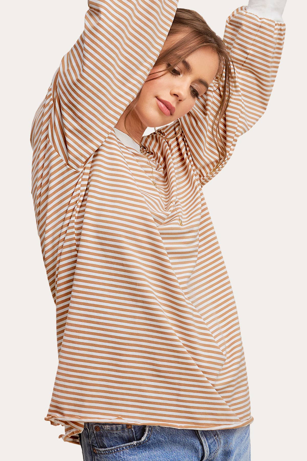 Oversized Striped Long Sleeve Pullover Top