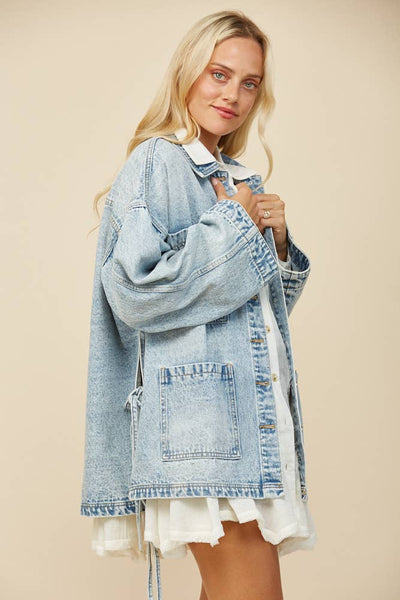 BOHO SIDE TIE DETAIL OVERSIZED DENIM