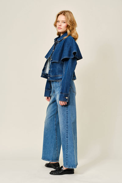 AJJ5850 CAPE DENIM JACKET: DENIM / L