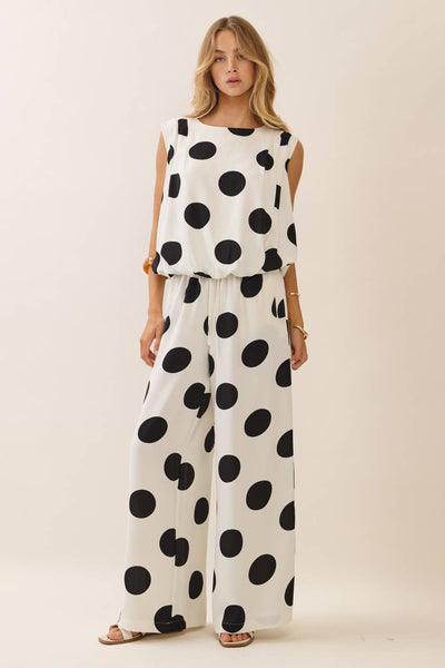 Polka Dot Set: Ecru Red / S