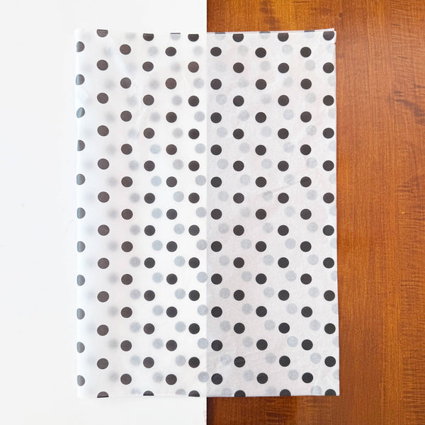 150pc, 28x20" Polka Dots 17g Wrapping Tissue Paper Sheets: Silver / Large Dot