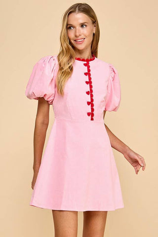 TCEC Pink Corduroy Fit and Flare Dress