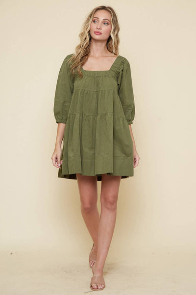 Olive baby doll dress