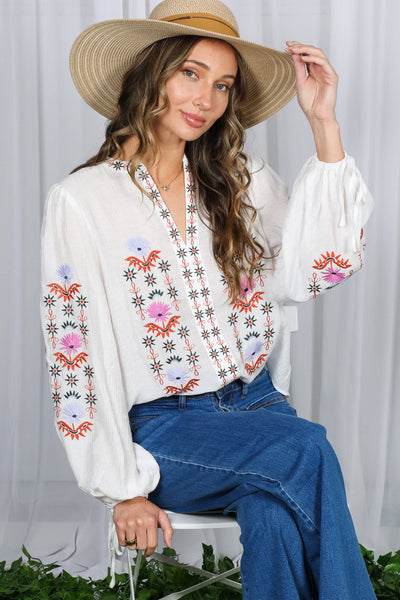 Vintage Embroidered Bohemian Blouse Top