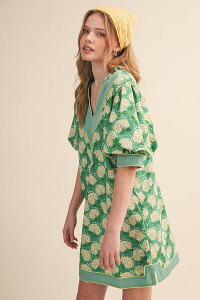 FLORAL PRINT PUFF SLEEVE A-LINE MINI