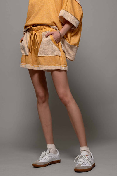 Garner Cozy Reverse Stitch Colorblock Short: OLIVE