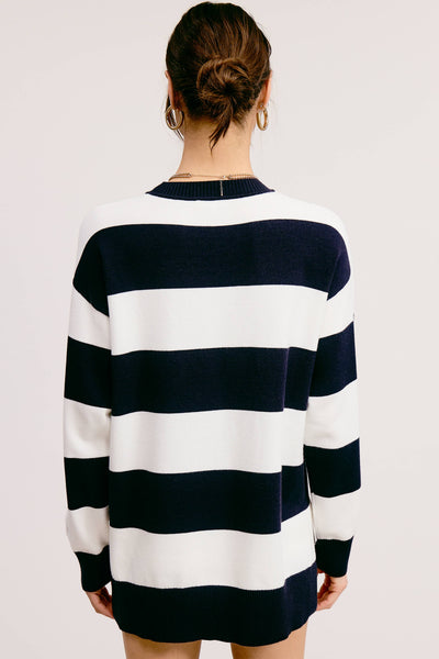 Stripe Knit Sweater and Shorts Matching Set: PICKLE / M