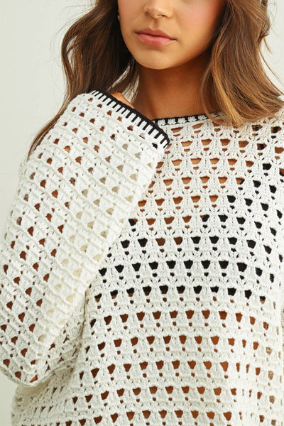 LONG SLEEVE TUNIC WITH CROCHET KNIT