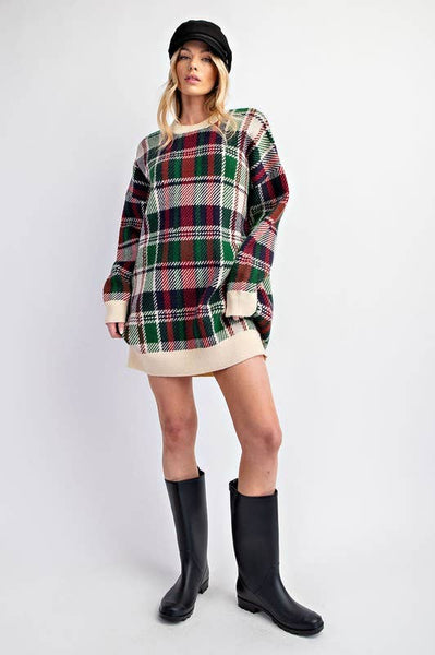 Checked Tunic Knit Fall Dress