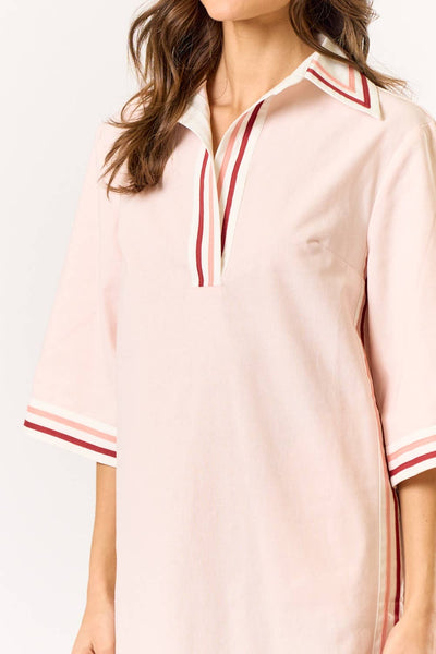 Striped Collared Oversize Mini Dress With Pockets