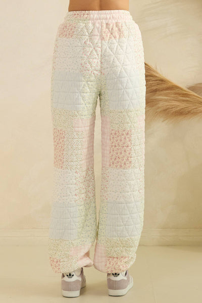 Veveret Quilted lounge pants: Pastel comb