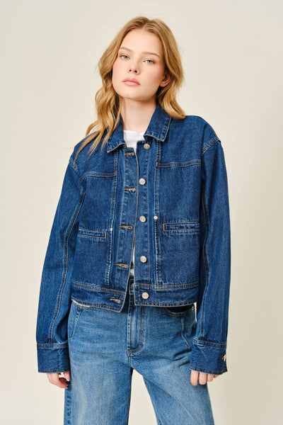 AJJ5850 CAPE DENIM JACKET: DENIM / L