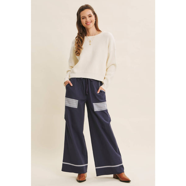 DOLMAN SLEEVE SWEATER WITH SATIN BACK TIE: CREAM