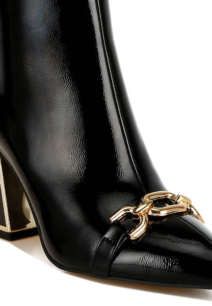 Pollux Metallic Chain Detail Boots: Beige