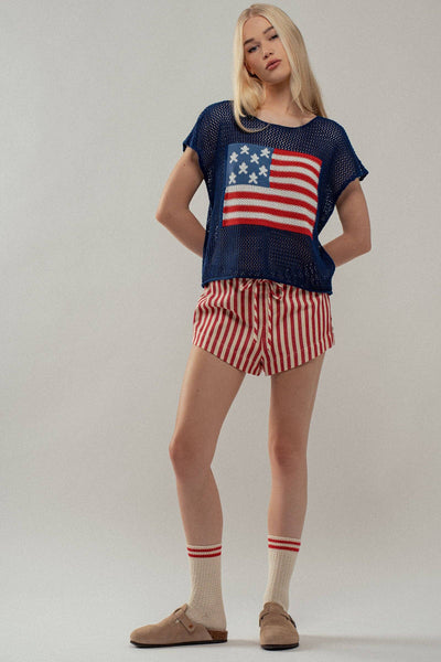 Ready Set Striped Shorts: RED
