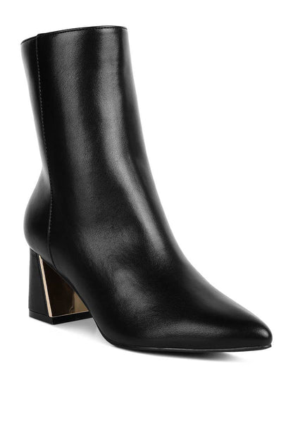Kaira Metallic Accent Heel High Ankle Boots: Brown