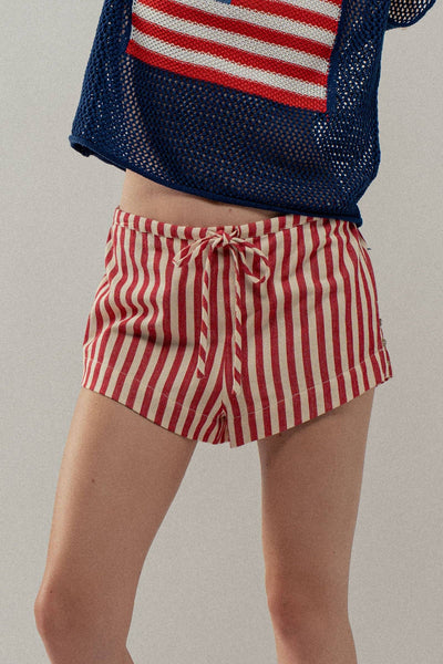 Ready Set Striped Shorts: RED