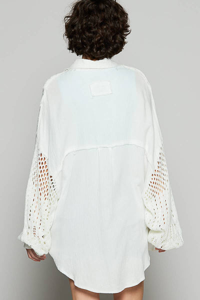 Contrast sweater sleeves chest pockets shirt CLOUD BLUE