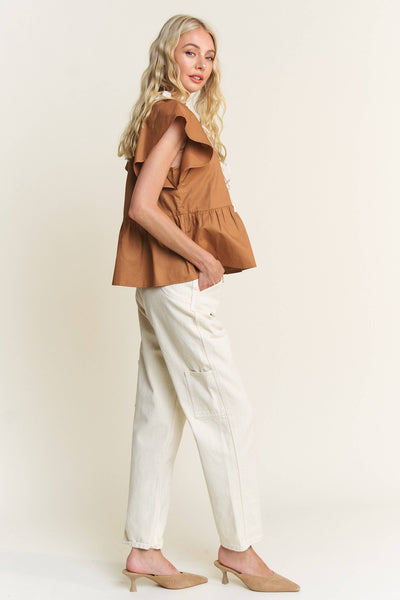 Camel Poplin Cotton Top