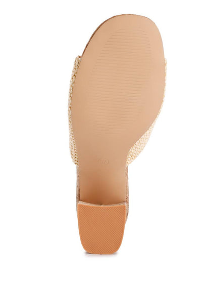 Addie Raffia Slip On Sandals: Natural