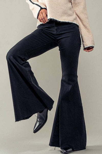 RETRO ULTRA FLARE BELL BOTTOM JEANS  :Black