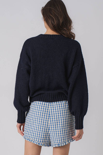 Ribbed bow sweater