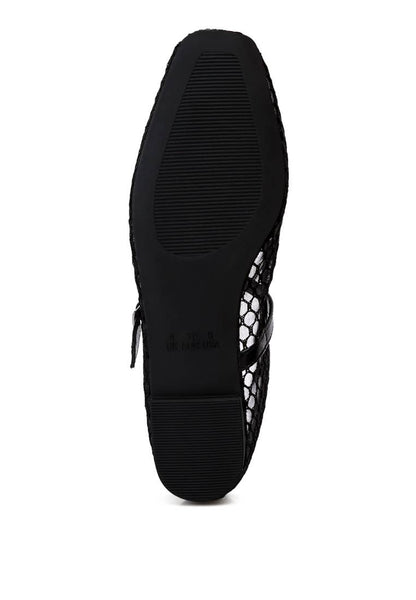Averona Mesh Mary Jane Flats: Black