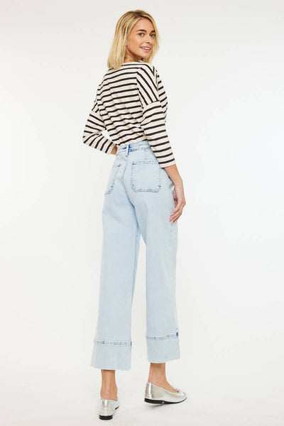 CRATER OPEN PACK HIGH RISE CROPPED WIDE LEG JEANS-LIGHT