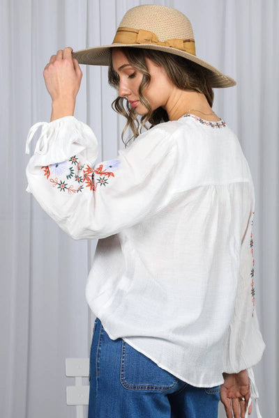 Vintage Embroidered Bohemian Blouse Top