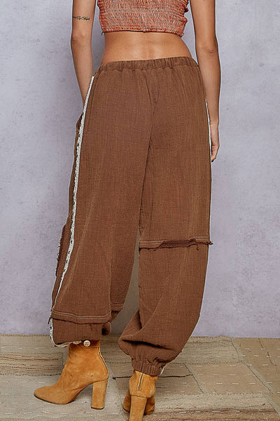 Vintage Washing Double Gauze Stud Jogger Pants