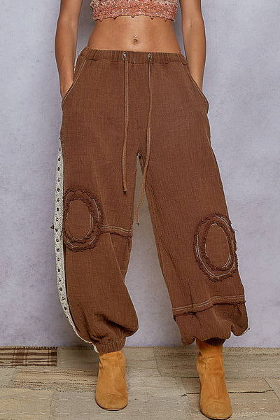 Vintage Washing Double Gauze Stud Jogger Pants
