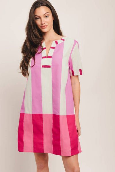 A printed woven mini dress - ID23318: Ivory pink multi / Contemporary / L