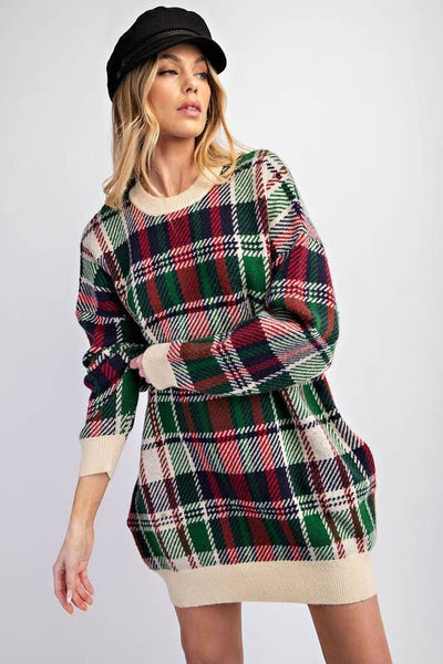 Checked Tunic Knit Fall Dress