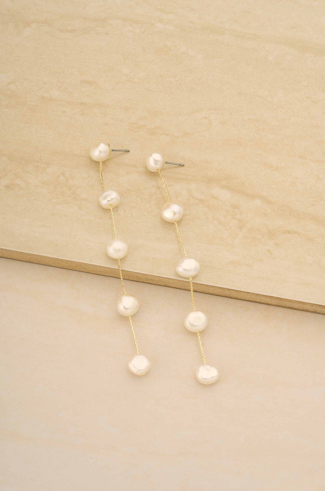 Dripping Pearl Delicate Drop 18k Gold Plated Earrings