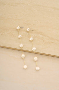Dripping Pearl Delicate Drop 18k Gold Plated Earrings