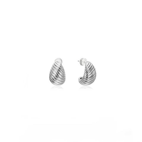 Puffy Hoop, Dome, Shell,  Spiral Stud Steel Waterproof: Silver