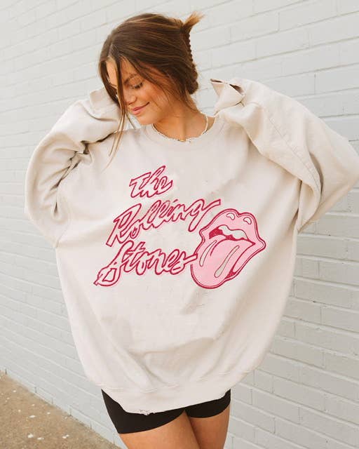 Rolling Stones Malibu Puff Ink Sand Thrifted Sweatshirt