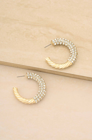 Crystal Dotted Twists 18k Gold Plated Hoop Earrings