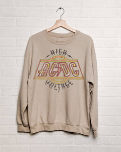 ACDC High Voltage Flower Sand Thrifted Graphic Sweatshirt
